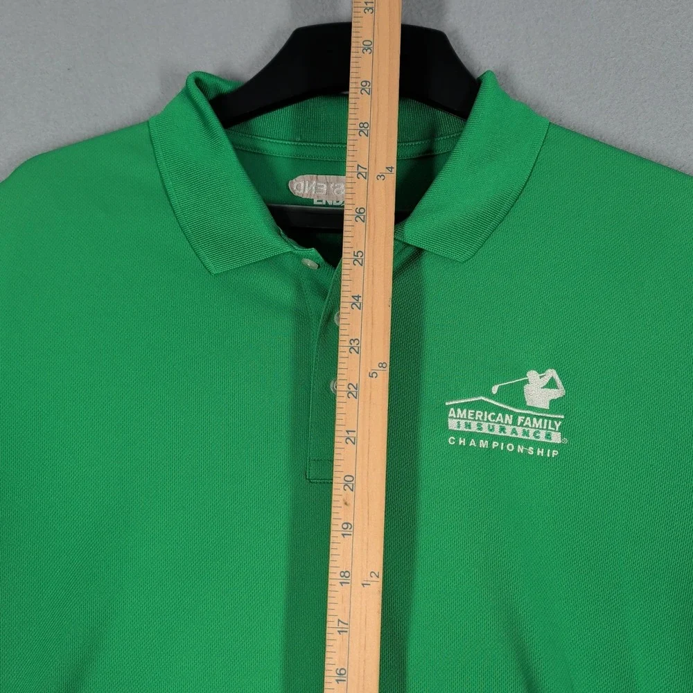 Lands End Polo Shirt Mens‎ L Green American Family Insurance Golf Short Sleeve
